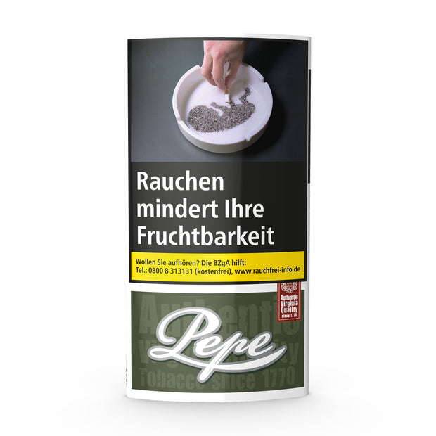 Pepe Dark Green 30g Pouch – kräftiger, zusatzfreier Virginia-Tabak im praktischen Beutel.