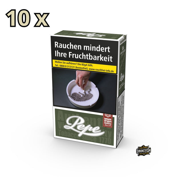 Pepe Dark Green Zigaretten Stange 10x20 Stück – kräftiger Geschmack ohne Zusatzstoffe, natürliche Virginia-Tabake