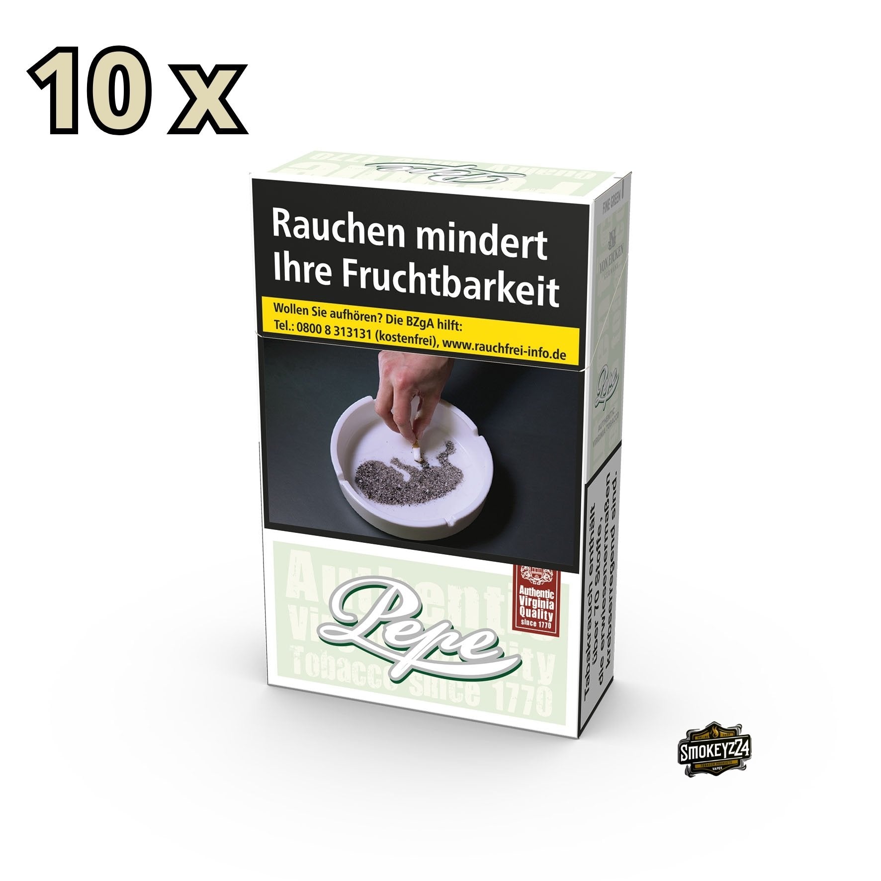 Pepe Fine Green Zigaretten Stange 10x20 – dezente Virginia-Tabakmischung ohne Zusatzstoffe