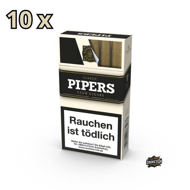 Pipers Little Cigars Classic – 10 Packungen à 10 Zigarren im Club-Format mit süßem Mundstück