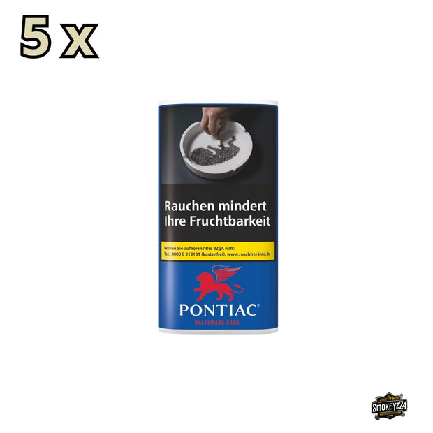 Pontiac Halfzware Shag Drehtabak 5x30g Pouches – kräftiger Halfzware Feinschnitt mit langfasrigem Schnitt, perfekt zum Drehen geeignet