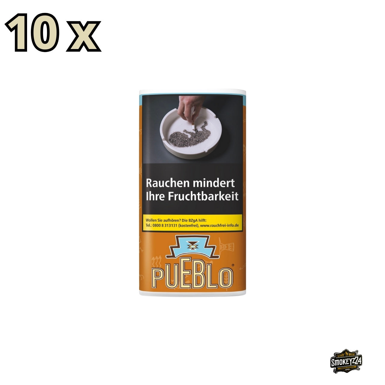 Pueblo Burley Drehtabak orange 10x30g Pouches – kräftiger Feinschnitt ohne Zusatzstoffe im praktischen Vorratspack