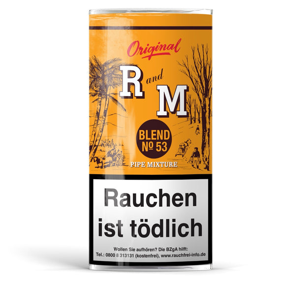 R & M Pfeifentabak 50g Pouch – klassischer Virginia-Blend, aromatisiert mit Rum und Ahornsirup, milder Genuss