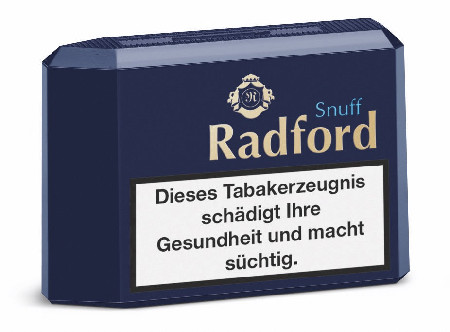 Radford Snuff Schnupftabak 10g – doppelt fermentiert, mit edlen Aromen und feinem Mahlgrad. Premium Genuss für anspruchsvolle Schnupfer.