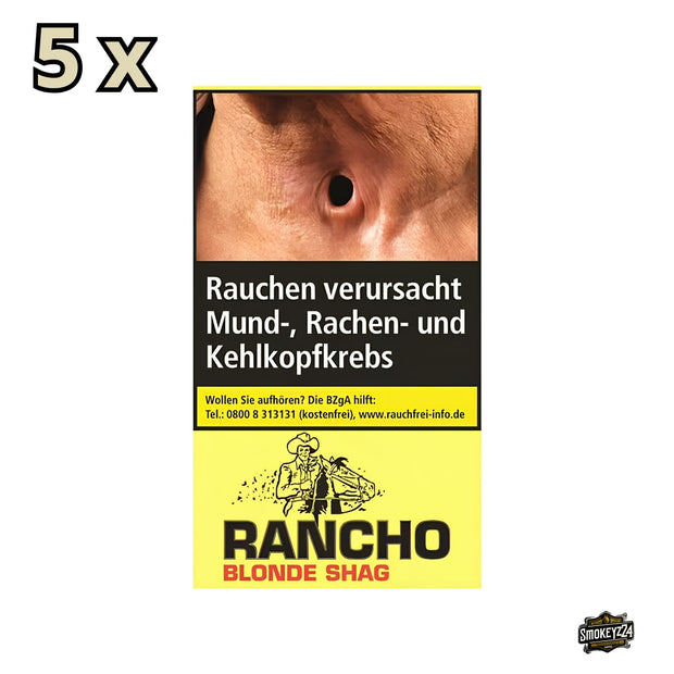 Rancho Blonde Shag Drehtabak im gelben 40g Pouch, Gebinde mit 5 Stück