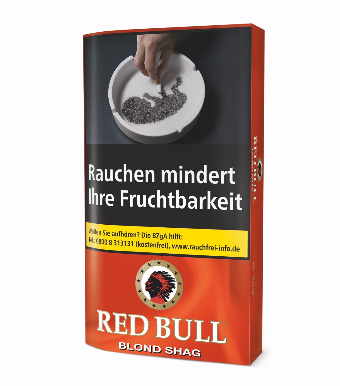 Red Bull Blond Shag Drehtabak 40g – Vorderansicht des Pouches mit klassischem Red Bull Design