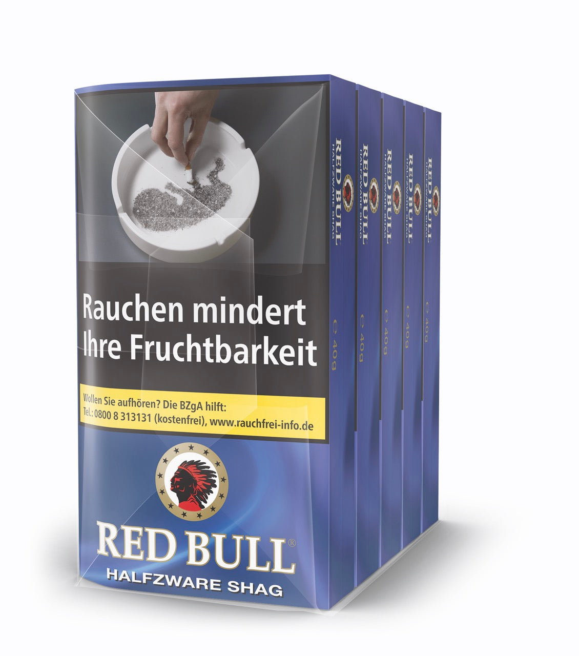 Red Bull Halfzware Shag 5x40g Pouches – kräftiger Halfzware-Drehtabak im praktischen Vorratspaket