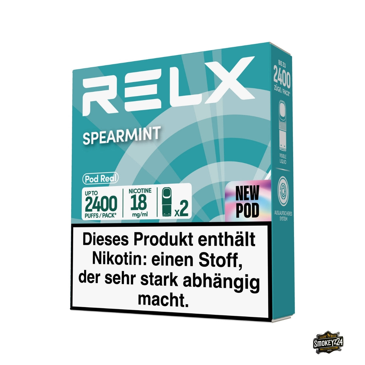 RELX Pod Real Spearmint 18mg Verpackung mit Minze Pods