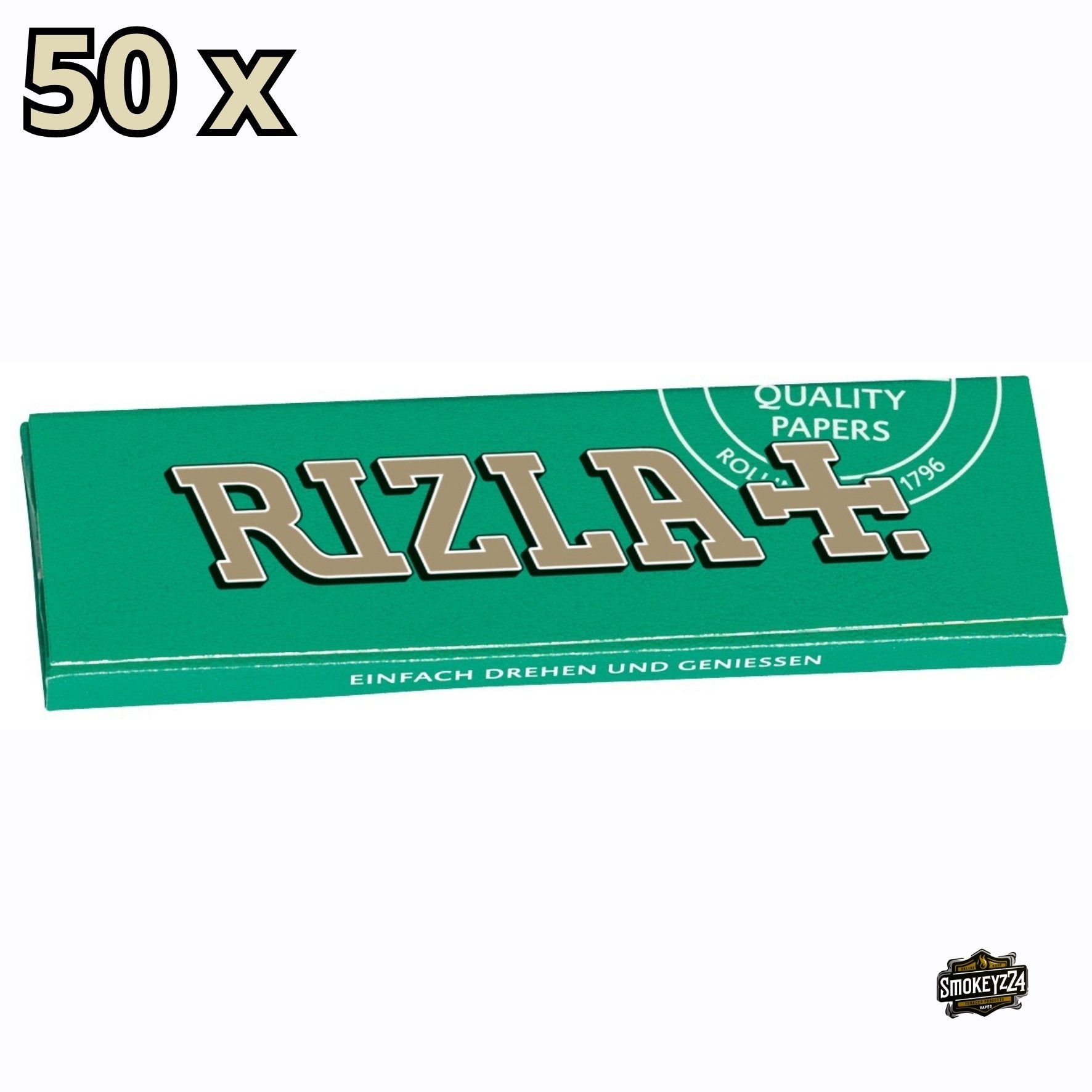 RIZLA Papier grün Blättchen Sparpaket, 50x50 Blatt, hauchfeines Zigarettenpapier zum Selberdrehen, grüne Verpackung