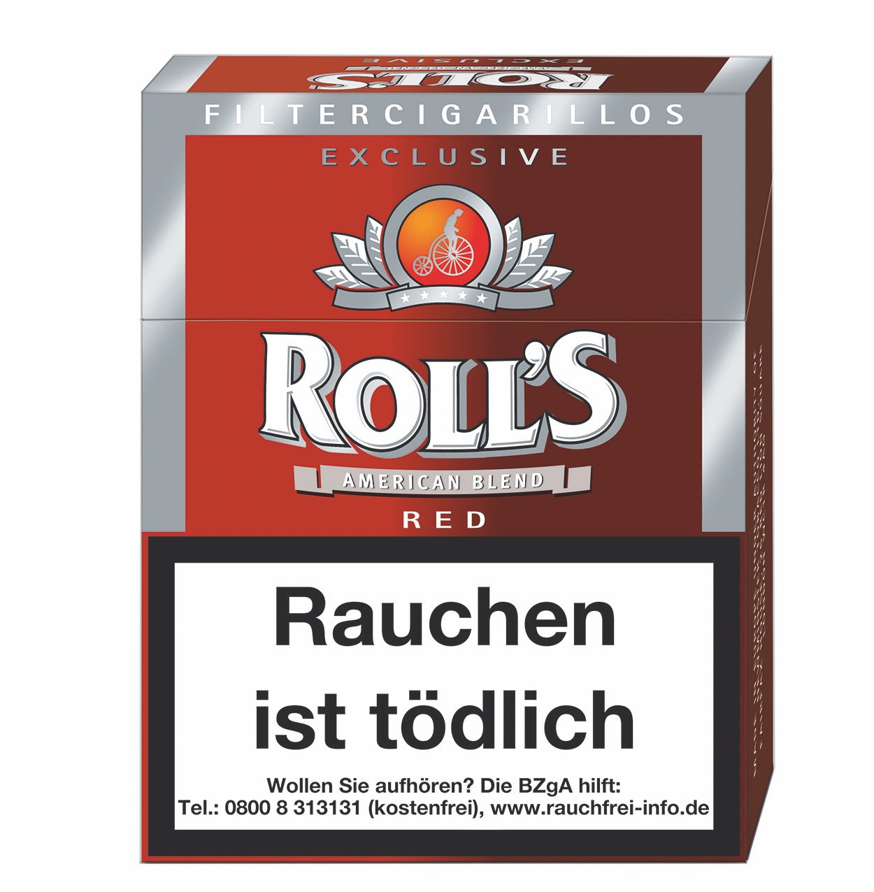 Rolls Exclusive Red Filter Cigarillos Schachtel frontal, Ecuador-Deckblatt, 23 Stück