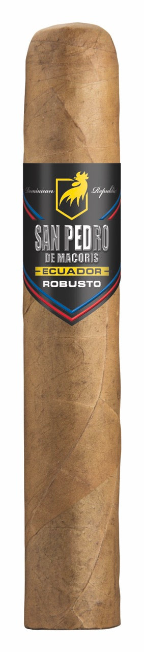 Einzelne San Pedro de Macoris Ecuador Robusto Zigarre, fein verarbeitetes Connecticut-Shade-Deckblatt, Robusto-Format.