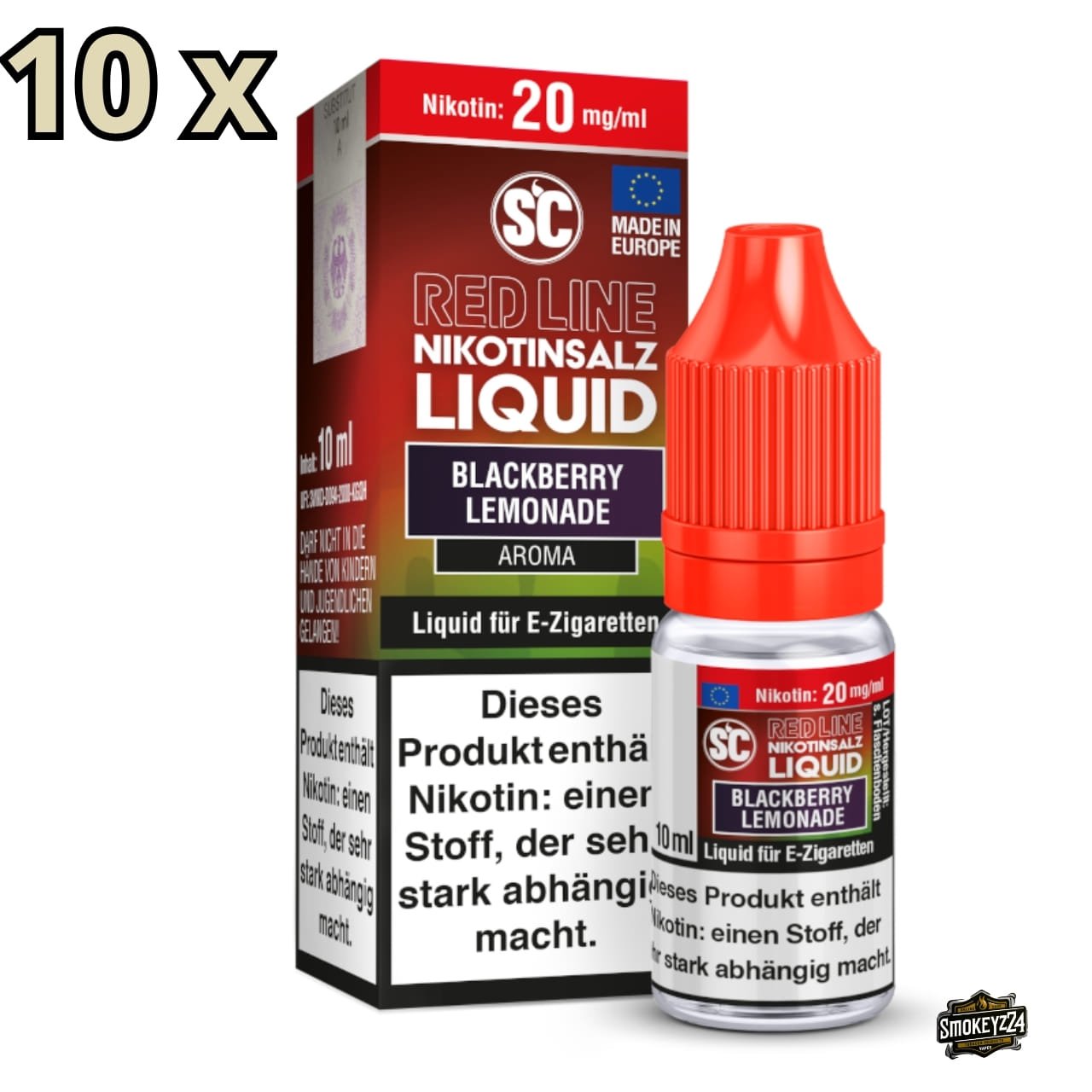 SC Red Line Blackberry Lemonade 20mg 10er Sparpaket - 10ml Nikotinsalz Liquid mit Brombeer-Limonade und Cooling