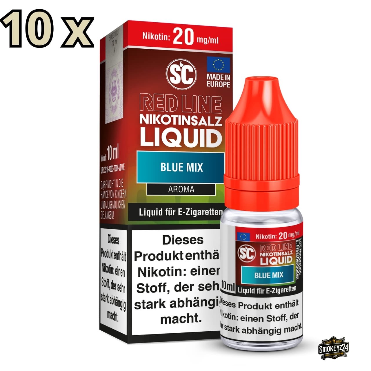 SC Red Line Blue Mix 20mg Nikotinsalz Liquid 10er Sparpaket - Flasche mit Verpackung (Beeren, Anis, Menthol)