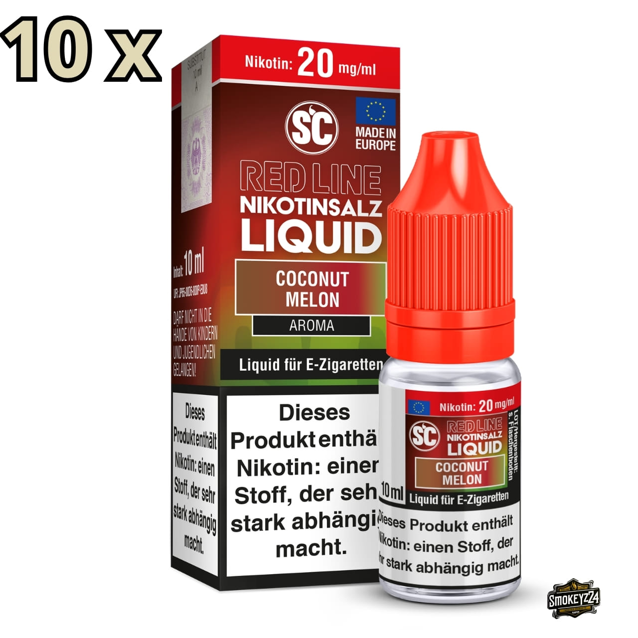 SC Red Line Coconut Melon 20mg Nikotinsalz Liquid - 10x Sparpaket mit Flasche und Verpackung (10x)