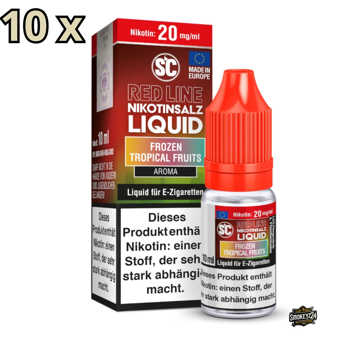 SC Red Line Frozen Tropical Fruits 20mg 10x Sparpaket - 10 Nikotinsalz Liquids à 10ml mit tropischen Früchten, Aloe Vera & Litschi