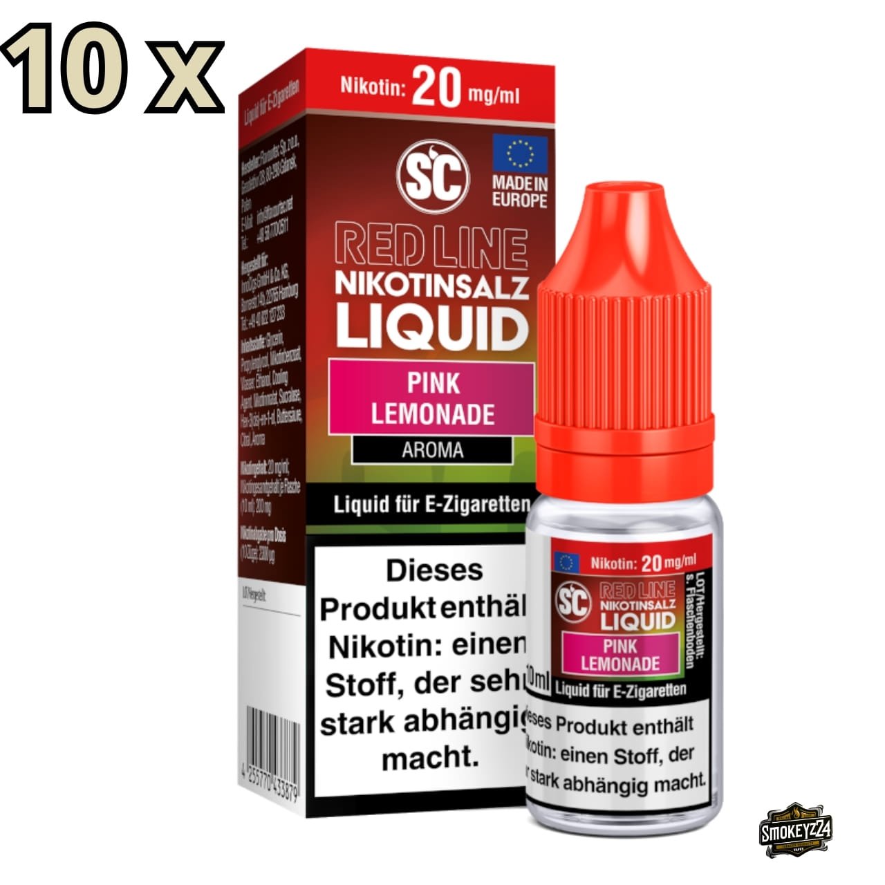 SC Red Line Pink Lemonade 20mg Nikotinsalz Liquid - 10x Sparpaket (Flasche mit Verpackung)
