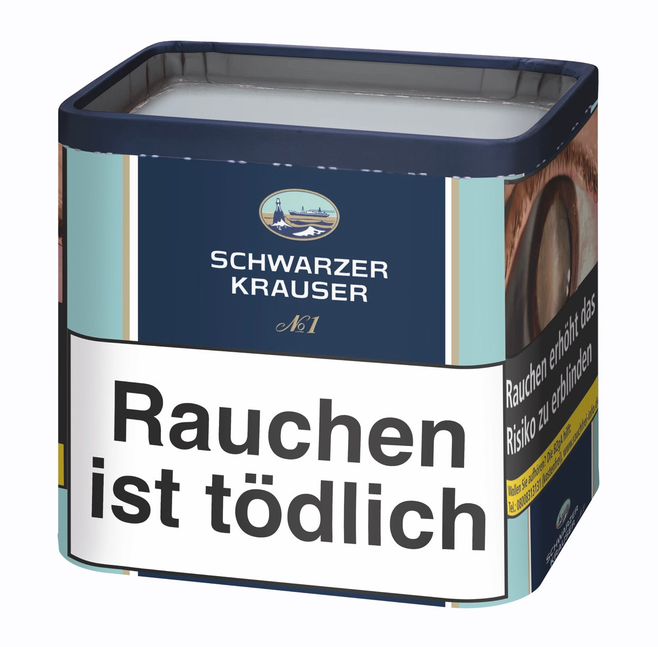 Schwarzer Krauser No.1 61g Dose schräg stehend – Zware Feinschnitt ohne Aromen