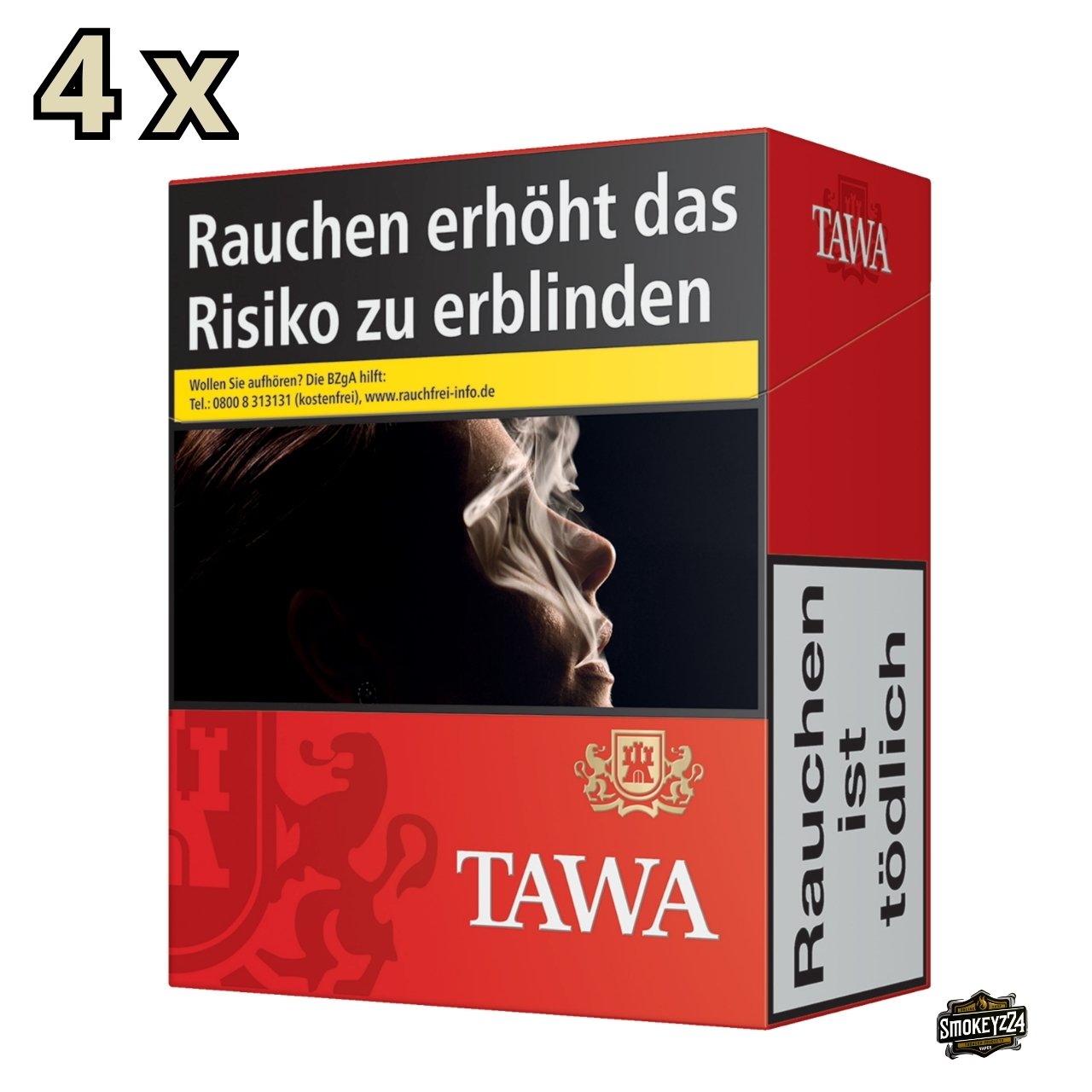4x Tawa Red 5XL Zigaretten Packung seitlich