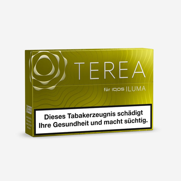 TEREA Yellow Green – geschlossene Packung leicht seitlich mit grün-gelbem Design