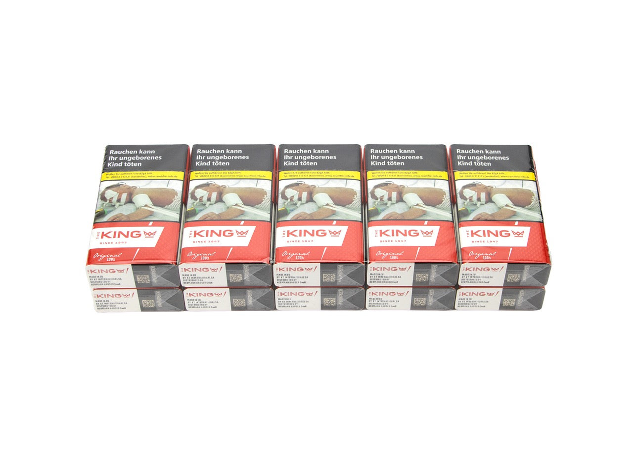 Stange The King Red 100er Zigaretten 10x20 Stück, Long Size, American Blend, Vorratspackung, rot