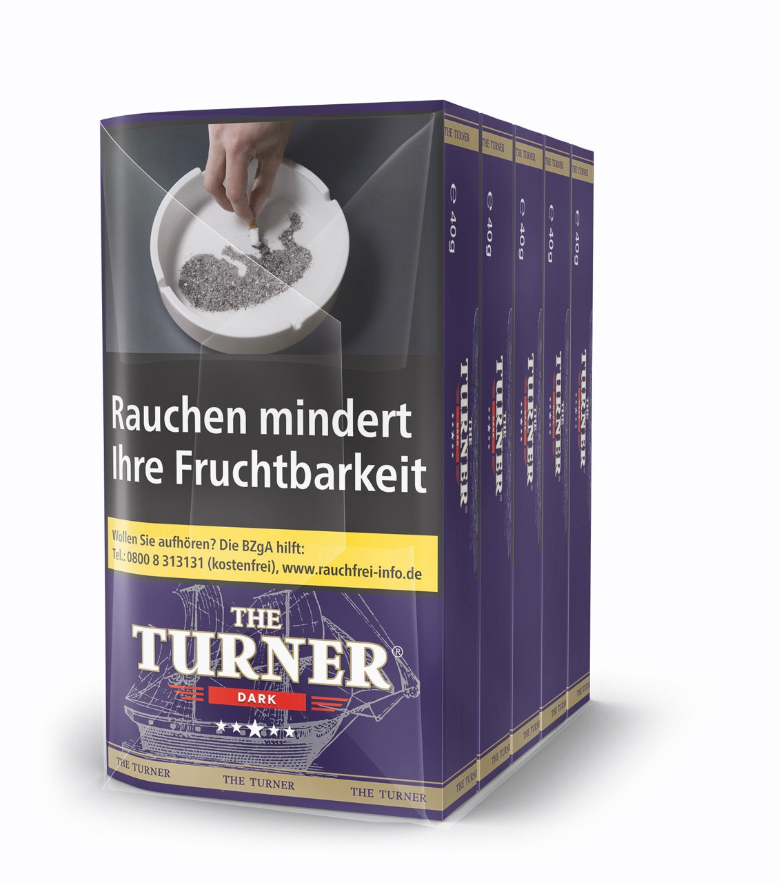 The Turner Dark Drehtabak 5x40g Pouches – Kräftig-würziger Feinschnitt im praktischen Vorratsgebinde für anspruchsvolle Selbstdreher