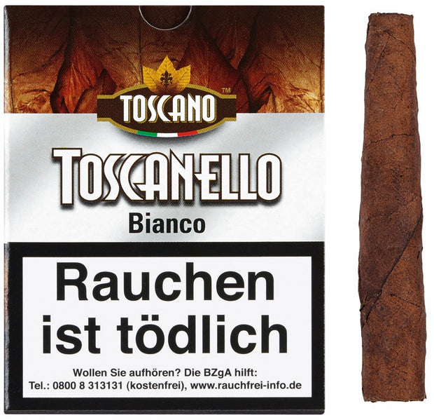 Toscano Toscanello Bianco Zigarren Schachtel mit einer Zigarre – italienische Grappa-Aromazigarillos