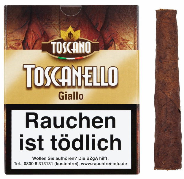 Toscano Toscanello Giallo Zigarren – Packung mit Zigarre, italienische Zigarre mit Vanillearoma
