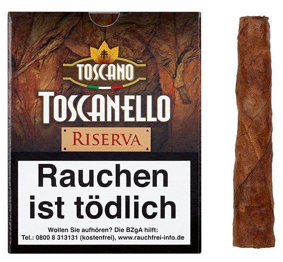Toscano Toscanello Riserva Zigarren – Packung mit Zigarre, aromatisiert mit Cognac, italienische Genusszigarre