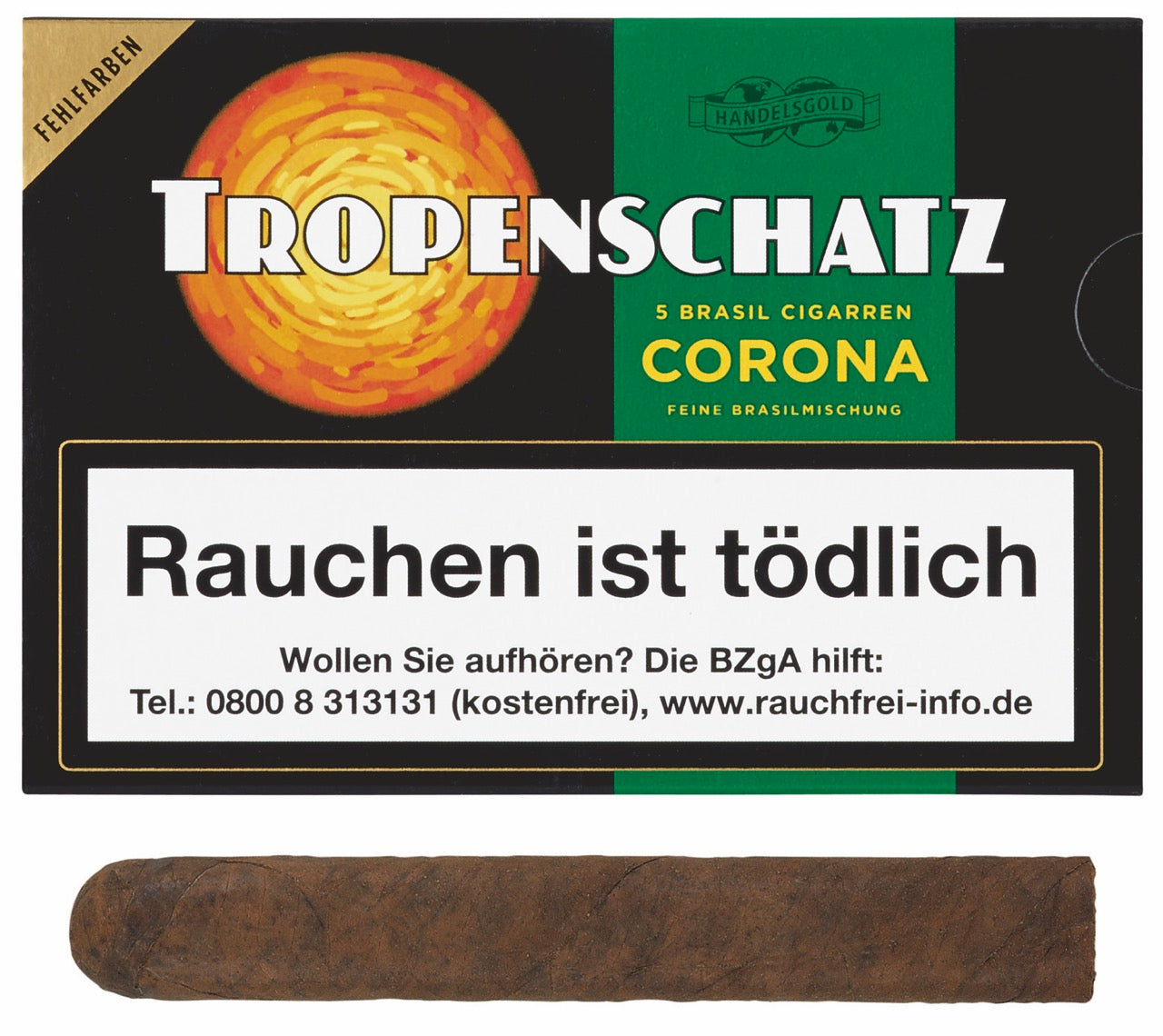 Tropenschatz Brasil 824F – Zigarrenschachtel mit Brasil-Zigarre davor liegend