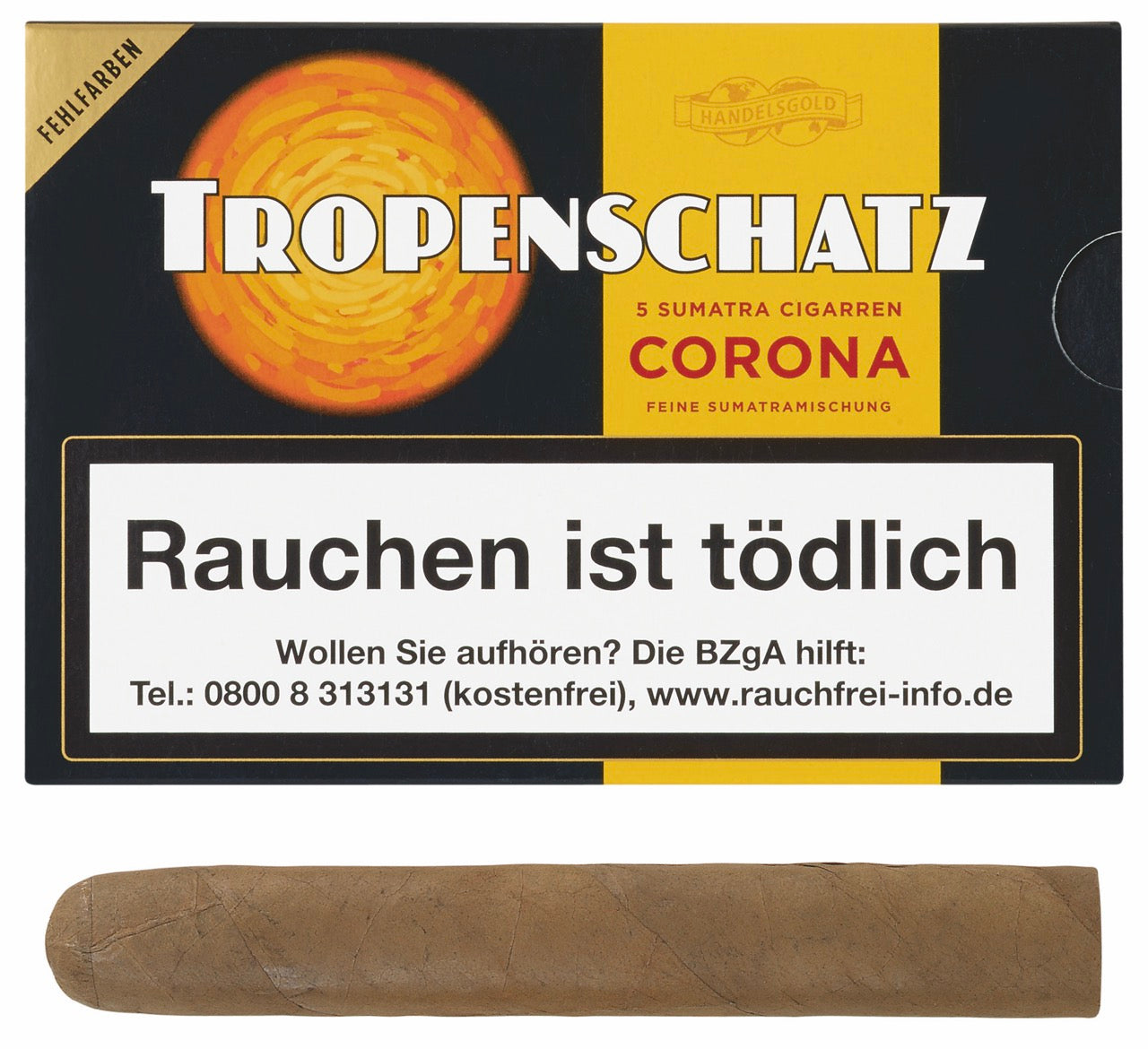 Tropenschatz Sumatra 421F – Zigarrenschachtel mit heller Sumatra-Zigarre davor