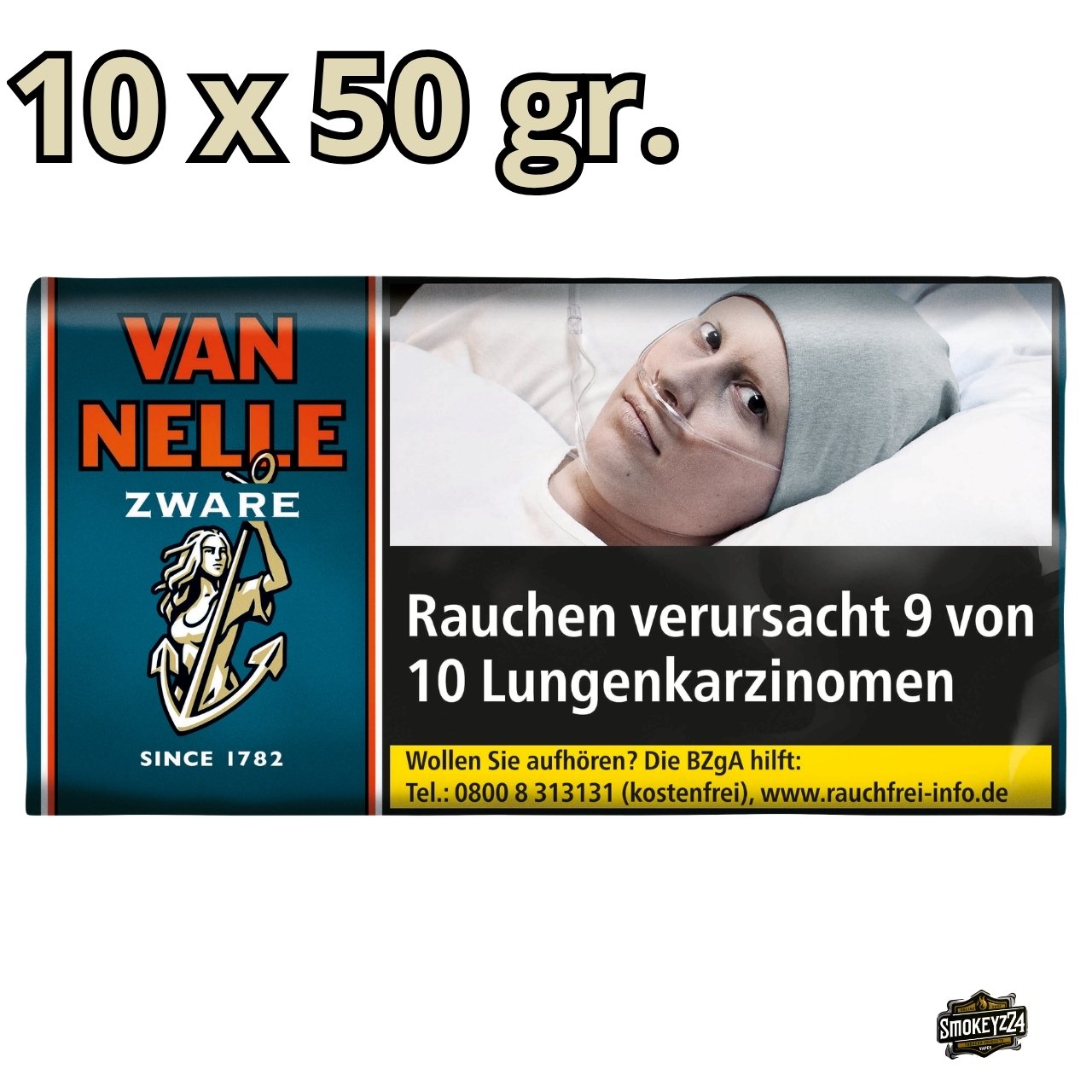 Van Nelle Zware Shag Drehtabak 10x50g Pouch Gebinde in dunkelblauer Verpackung