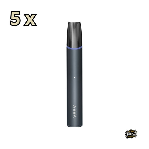 VEEV NOW ULTRA Blue Raspberry – fünf Einweg Vapes ausgepackt im modernen Design arrangiert