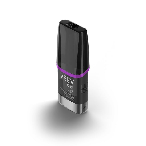 Einzelner VEEV ONE Pod Grape – transparentes Design mit lila Farbring