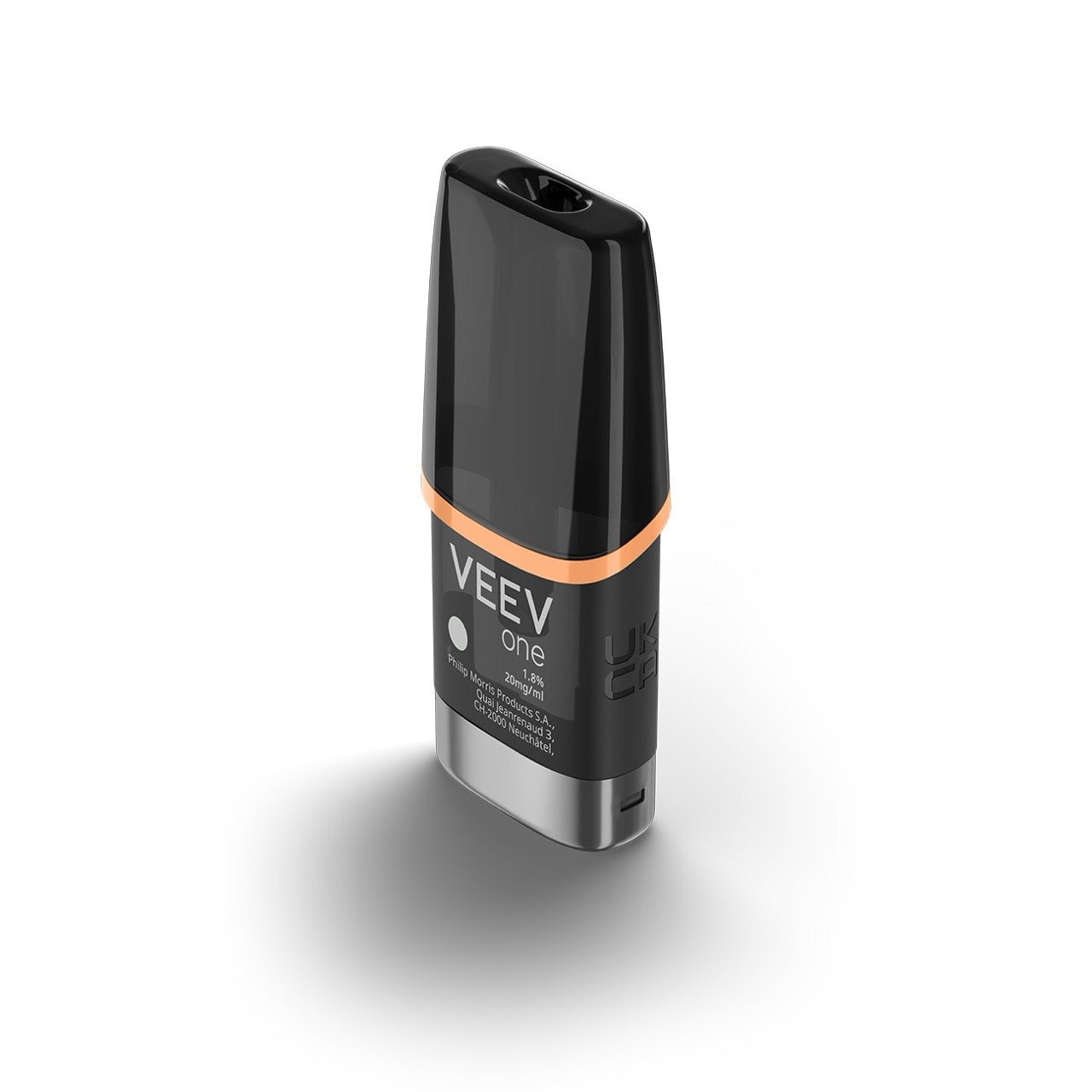 Einzelner VEEV ONE Pod Peach – transparenter Pod mit Pfirsichfarbener Markierung