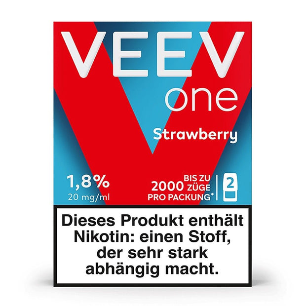 VEEV ONE Pods Strawberry – Vorderseite der Verpackung mit Erdbeermotiv