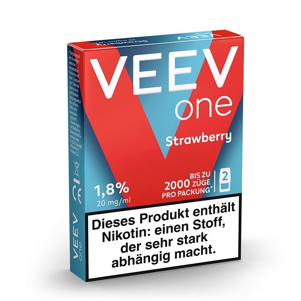 VEEV ONE Pods Strawberry – Seitenansicht mit Aromaangabe