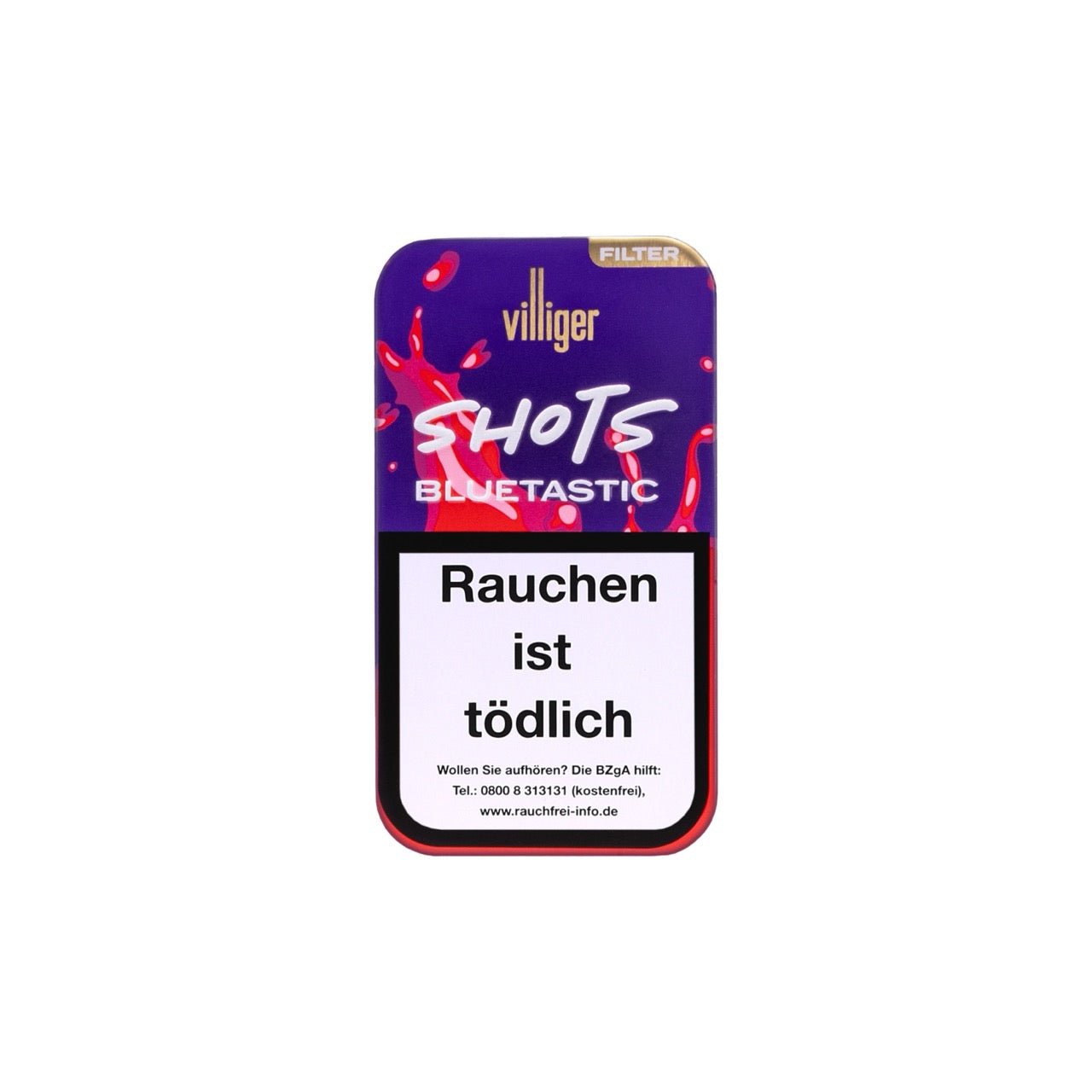 Villiger Shots Bluetastic – Metalletui frontal, 10 Cigarillos mit Blaubeer-Aroma