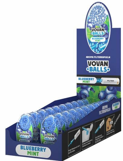 VOVAN Balls Blueberry Mint Sparpaket, Karton mit 20 Dosen Aromakapseln, Anwendung für Zigarettenfilter