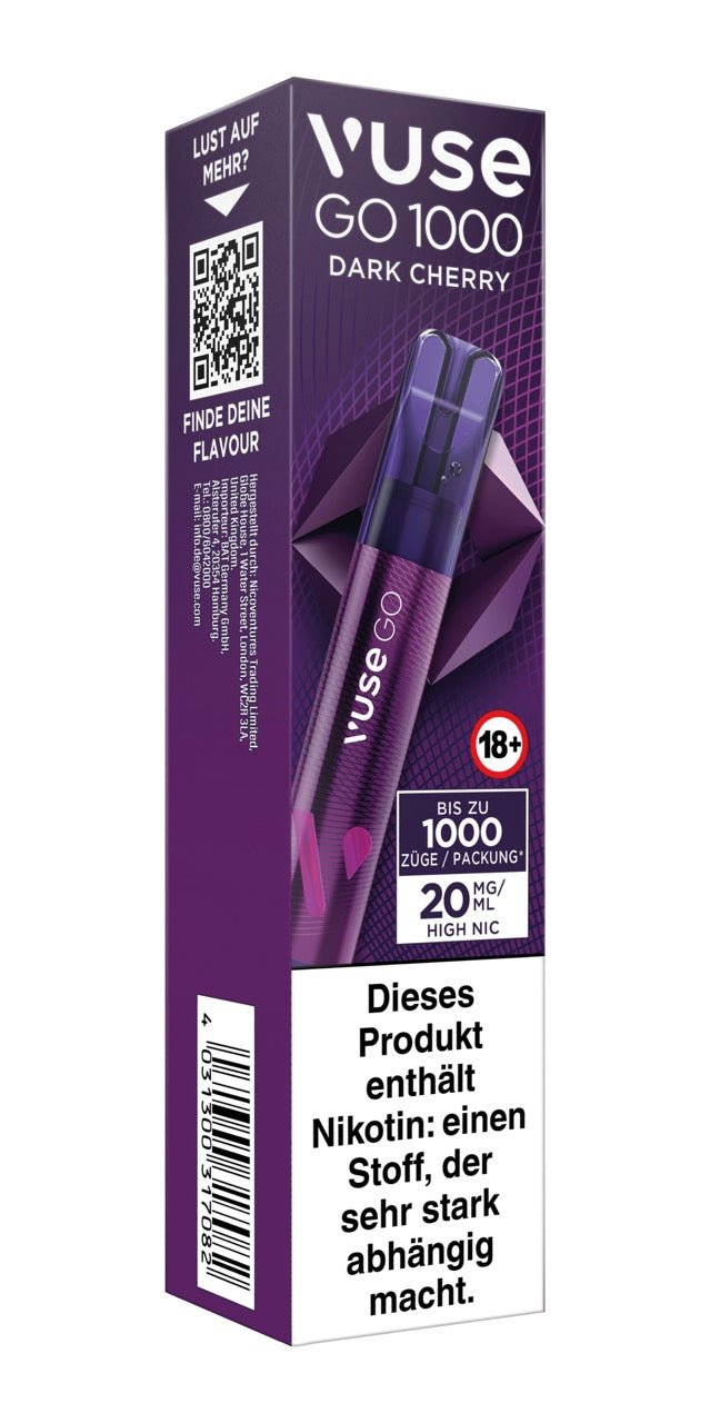 Vuse Go 1000 Dark Cherry - Vape 20mg - Kirsche - Smokeyz24
