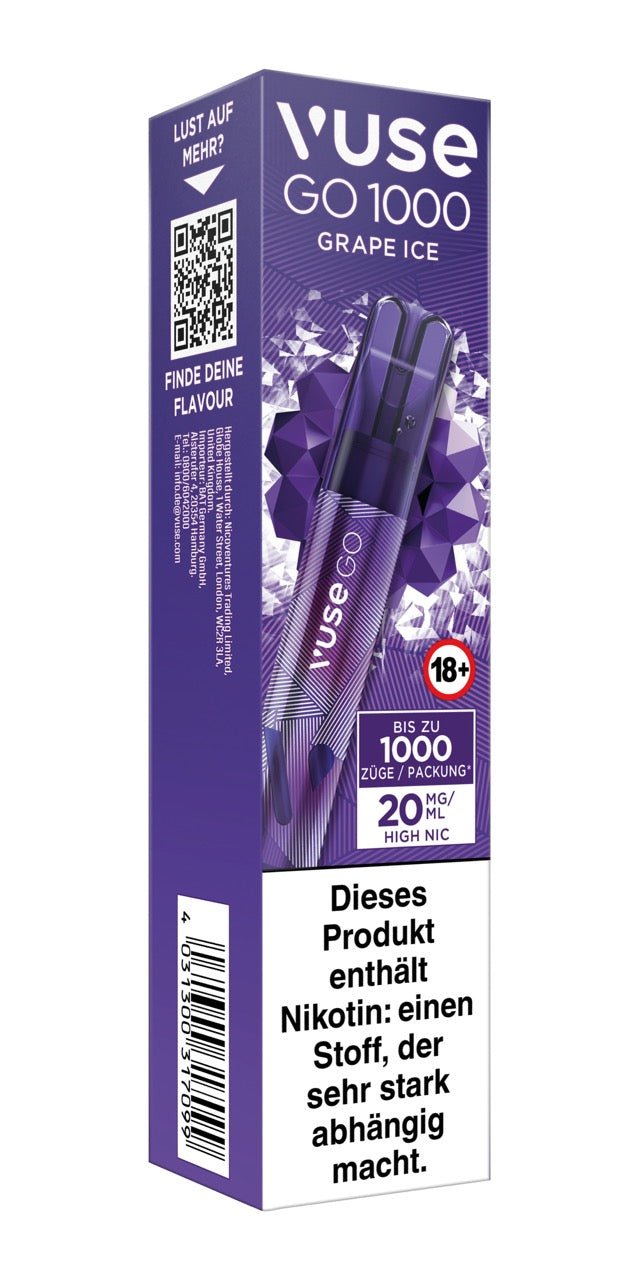 Vuse Go 1000 Grape Ice - Vape 20mg - Traube - Smokeyz24