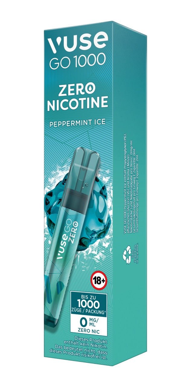 Vuse Go 1000 Peppermint Ice Zero - Vape 0mg - Menthol - Smokeyz24
