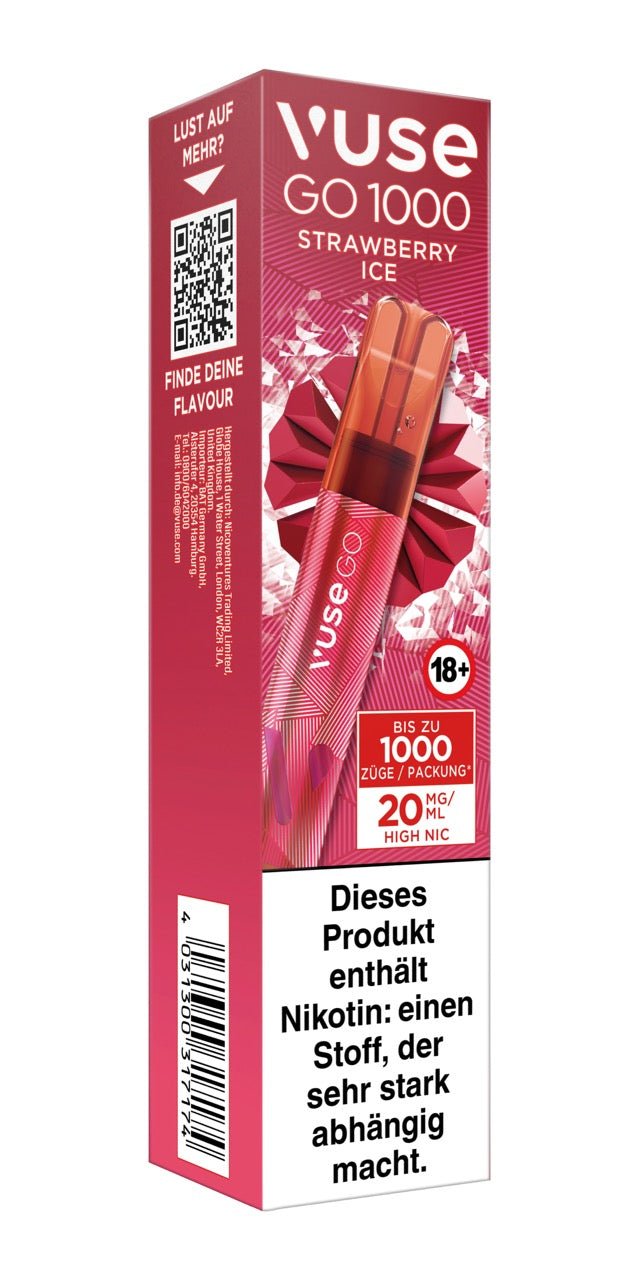 Vuse Go 1000 Strawberry Ice - Vape 20mg - Erdbeere - Smokeyz24
