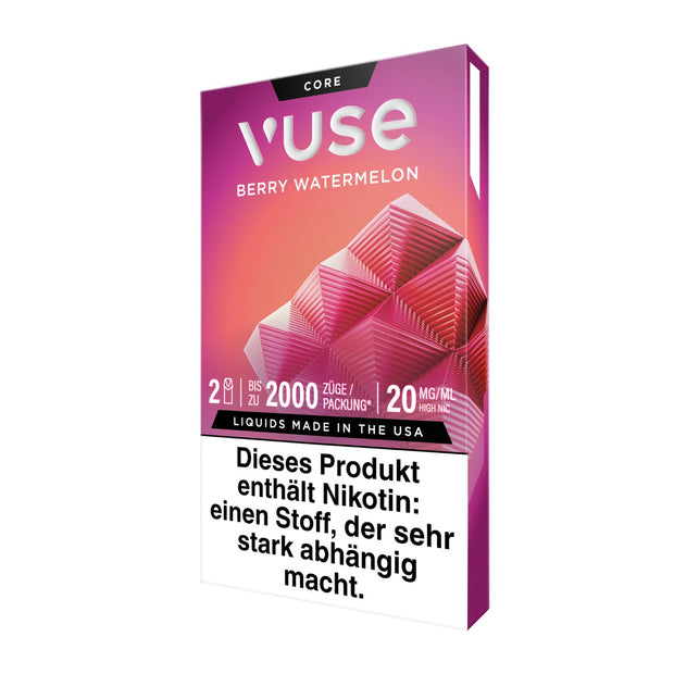 Vuse Pods Berry Watermelon 20mg neues Design 2024, Beeren & Wassermelone, Packung seitlich links, Smokeyz24.de