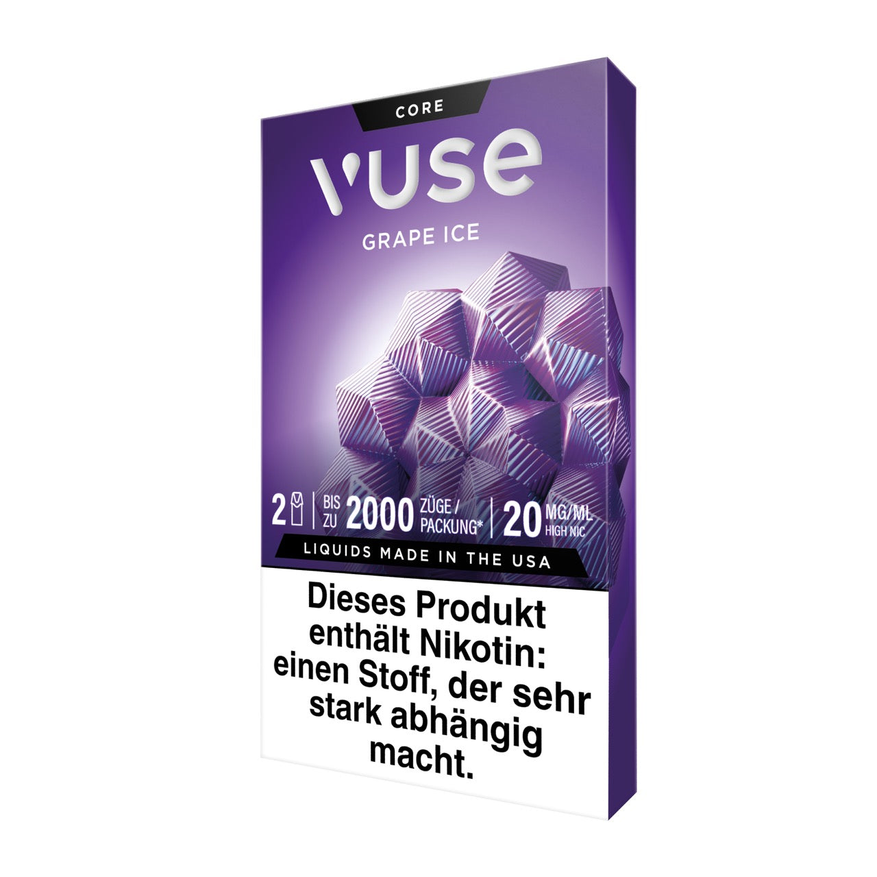 Vuse Pods Grape Ice 20mg neues Design 2024, Traube, Packung seitlich links, Smokeyz24.de