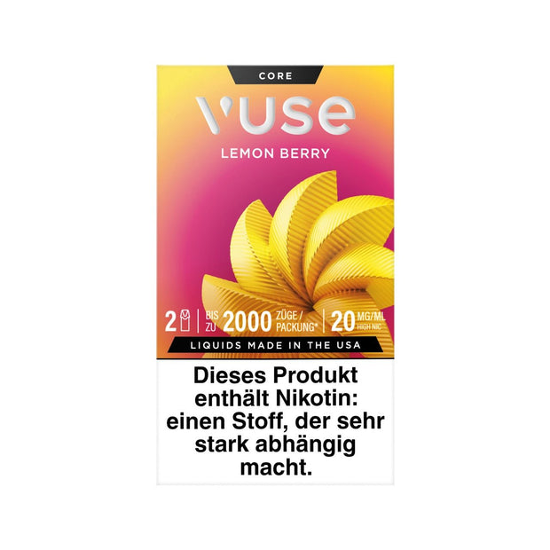 Vuse Pods Lemon Berry 20mg neues Design 2024, Zitrus Beeren, 2er Pack, Frontansicht, Smokeyz24.de