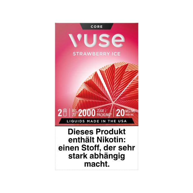 Vuse Pods Strawberry Ice 20mg neues Design 2024, Erdbeer, 2er Pack, Frontansicht, Smokeyz24.de