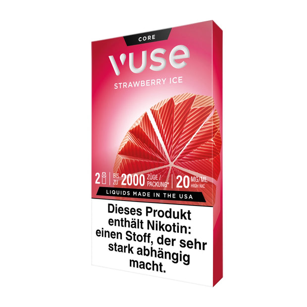 Vuse Pods Strawberry Ice 20mg neues Design 2024, Erdbeer, Packung seitlich links, Smokeyz24.de