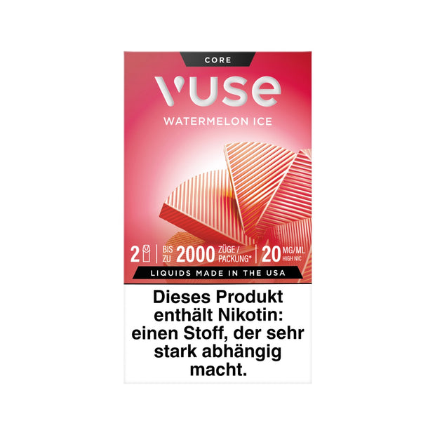 Vuse Pods Watermelon Ice 20mg neues Design 2024, Wassermelone, 2er Pack, Frontansicht, Smokeyz24.de