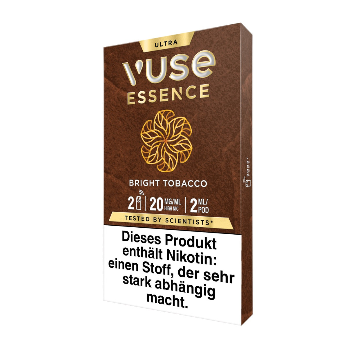 Vuse Ultra Pods Bright Tobacco Packung seitlich von links