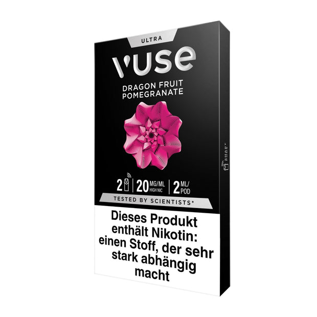 Vuse Ultra Pods Dragon Fruit Pomegranate 20mg Packung seitlich